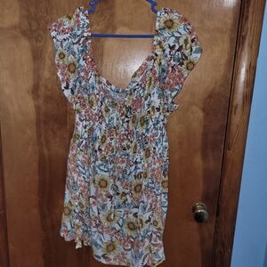 Maurices Floral Smocked Peplum Top